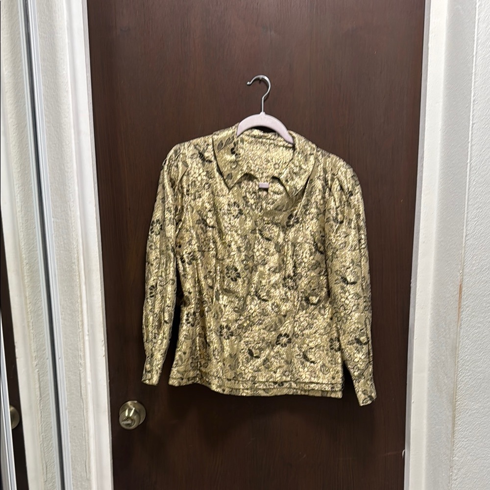 Elegant Gold Patterned Women's Top